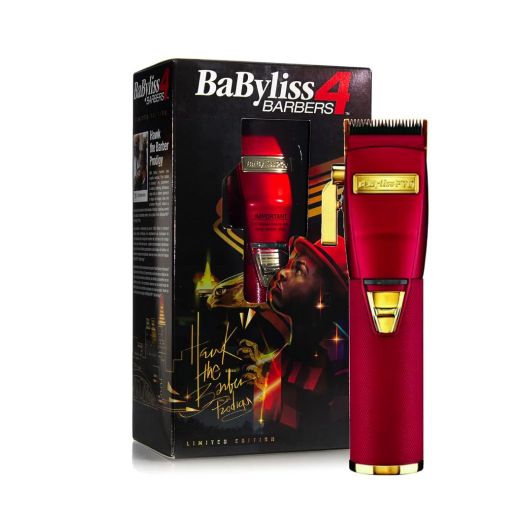 BABYLISS PRO 4 BARBERS RED FX LITHIUM CLIPPER - HAWK THE BARBER PRODIGY