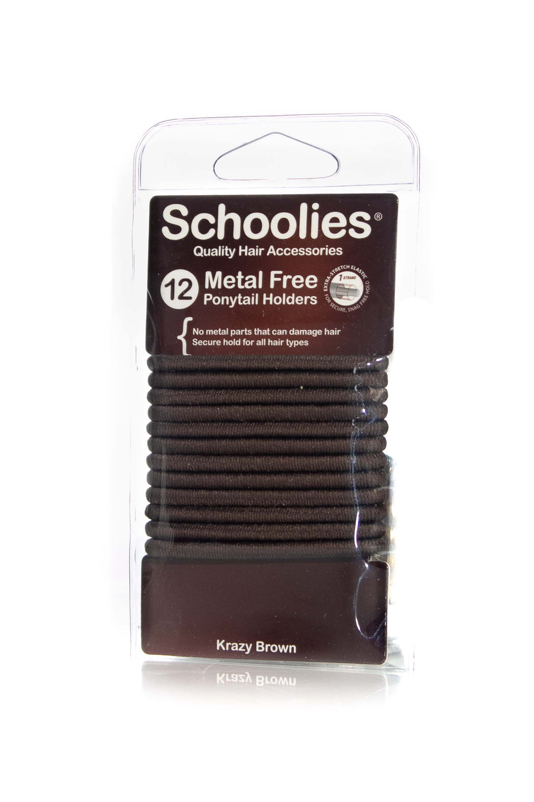 SCHOOLIES METAL FREE PONYTAIL HOLDERS 12 PIECE KRAZY BROWN