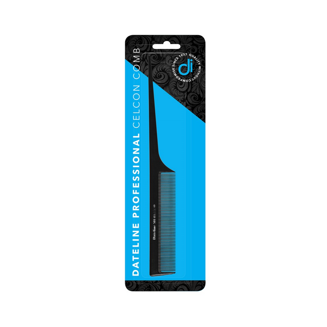 DATELINE CELCON 501 FINE PLASTIC TAIL COMB 20CM BLACK