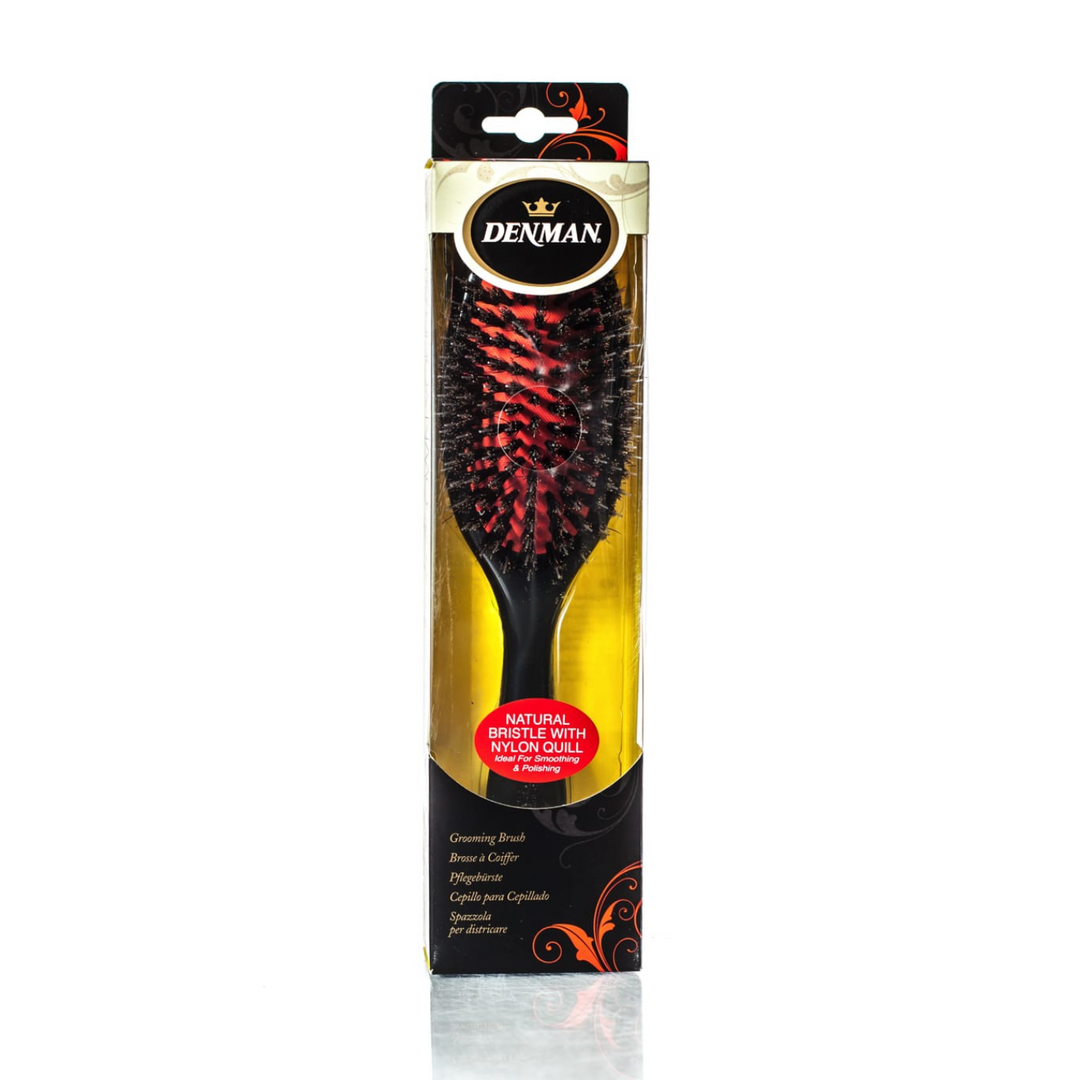 DENMAN D82M NATURAL BRISTLE MEDIUM CUSHION BLACK BRUSH