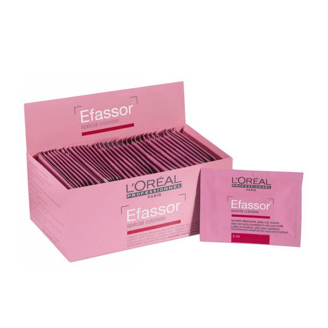 L'OREAL PROFESSIONNEL EFASSOR STAIN REMOVING TOWELETTE FOR SKIN AND SCALP BOX 36 x 3G SACHET