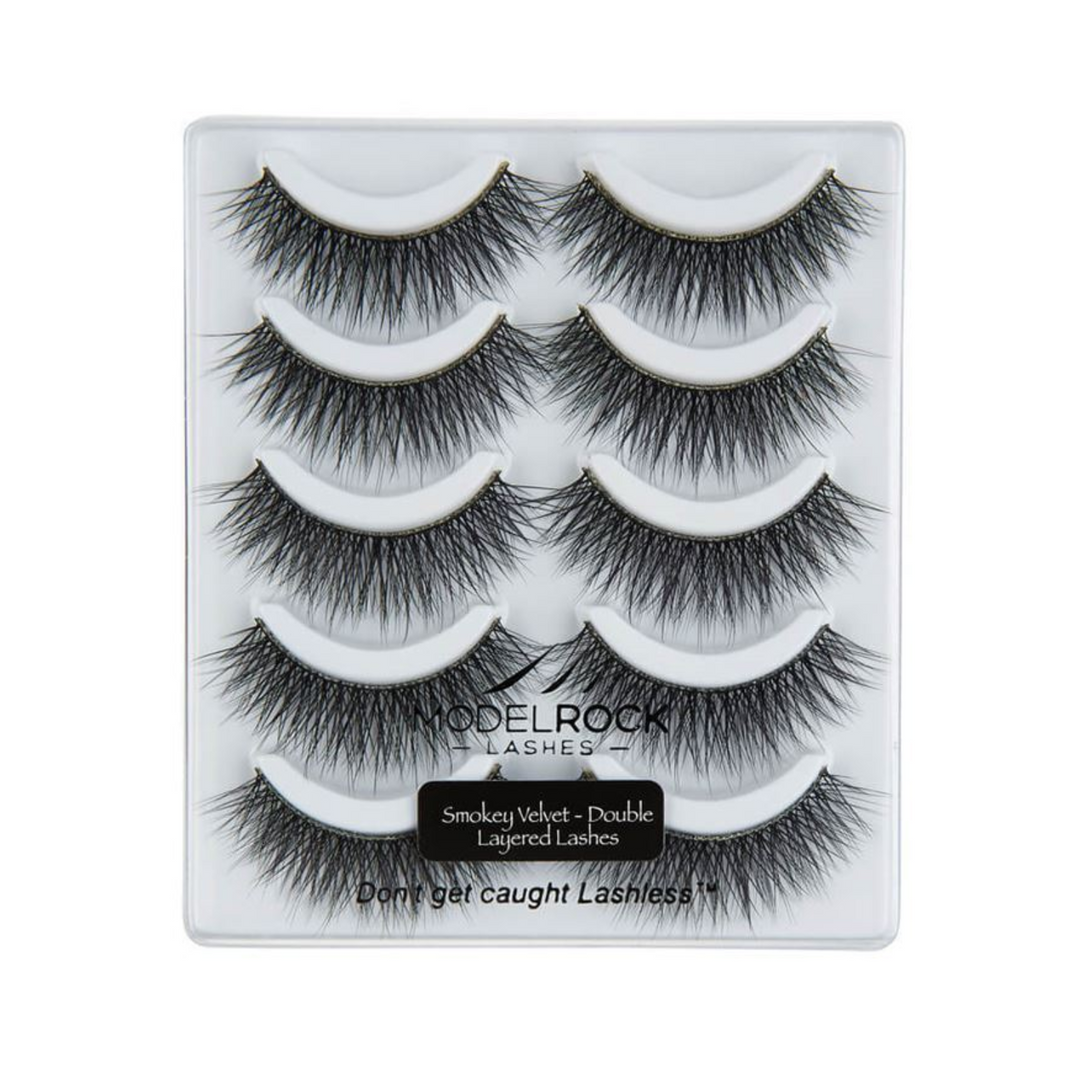 MODEL ROCK SMOKEY VELVET DOUBLE LAYERED LASHES 5 PAIR PACK