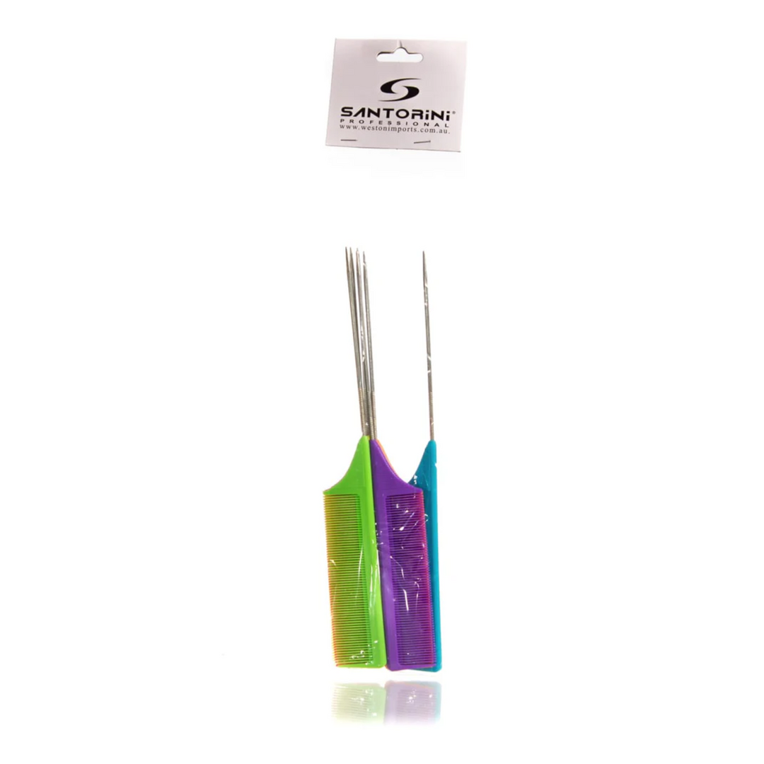 SANTORINI PROFESSIONAL METAL PIN TAIL COMB 6 PACK
