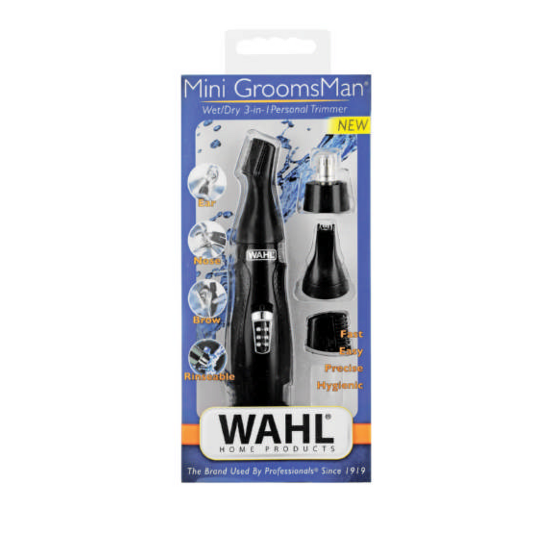WAHL MINI GROOMSMAN WET/DRY 3 IN 1 PERSONAL TRIMMER - EAR,NOSE & BROW (SD)