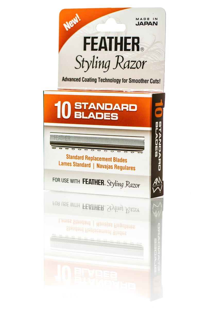 FEATHER STYLING RAZOR - 10 STANDARD BLADES + GUARD