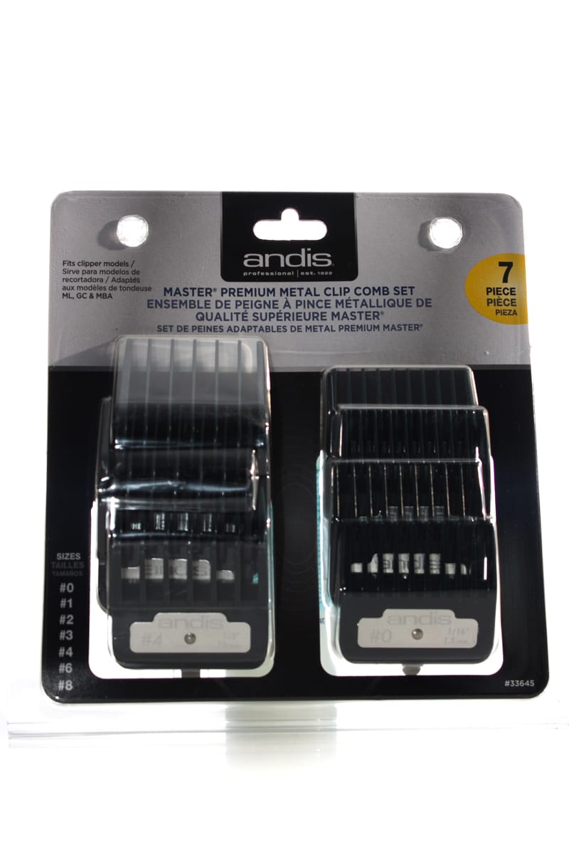 ANDIS MASTER PREMIUM METAL CLIP COMB SET (7 PIECE #0, 1, 2, 3, 4, 6, 8)