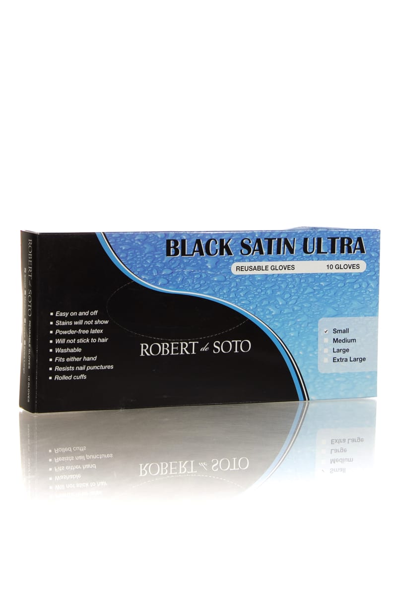 ROBERT DE SOTO BLACK SATIN GLOVES 10 PACK SMALL