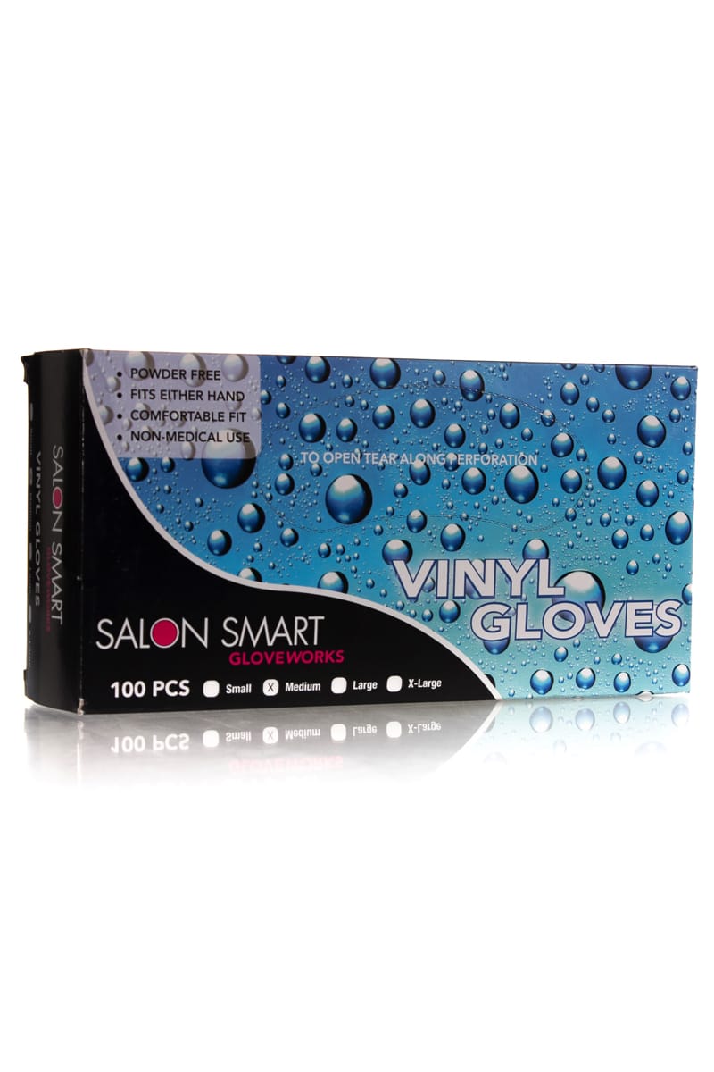 SALON SMART Clear Vinyl Gloves 100 Pack Medium
