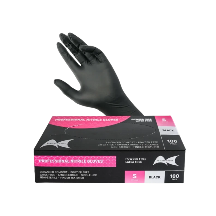 ARTISTS CHOICE Powder Free Nitrile Gloves Black | Various Sizes
