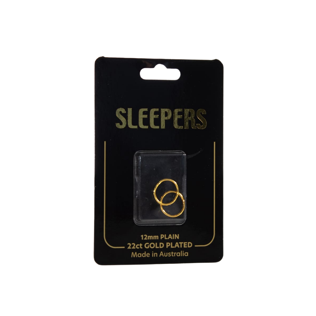 ADNOHR Sleepers 22ct Gold Plated Plain | Various Sizes
