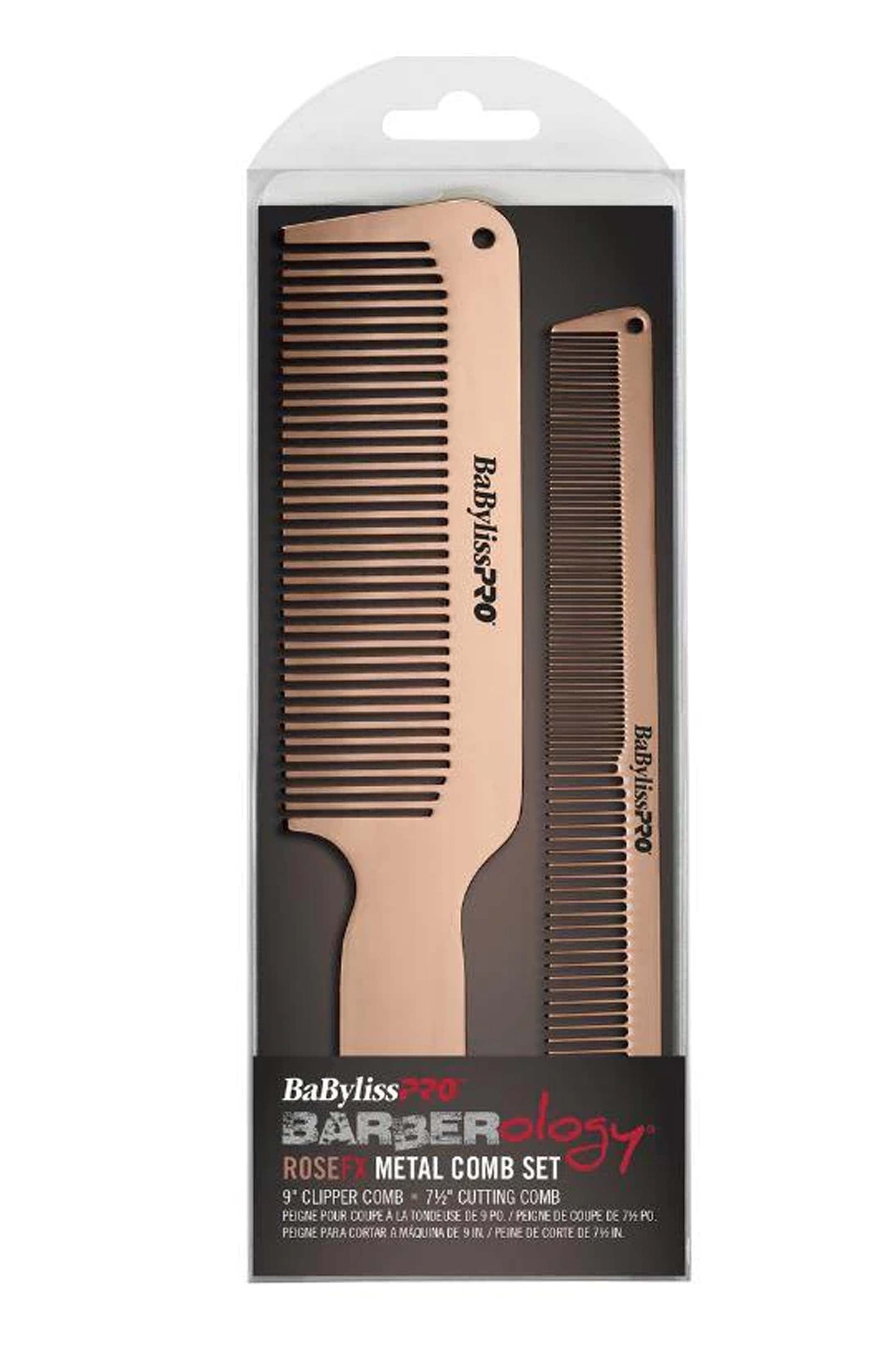 BABYLISS PRO METAL COMB SET ROSE GOLD 2PCE Salon Hair Care