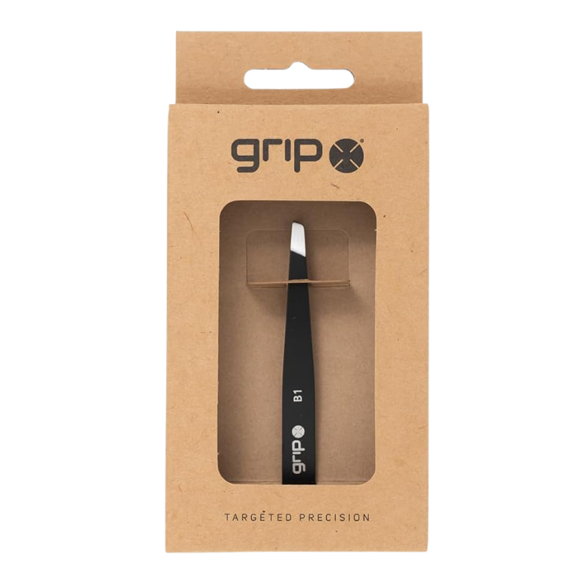 GRIP B1 SLANTED TIP MATTE BLACK TWEEZERS – Salon Hair Care
