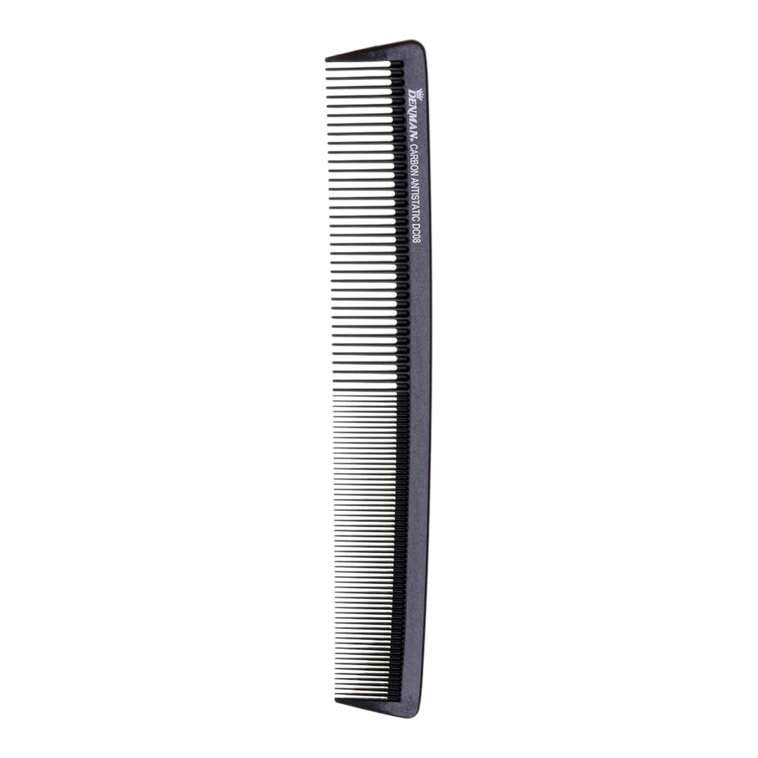 DENMAN DC08 ANTI-STATIC BLACK CARBON BARBERING COMB 188MM