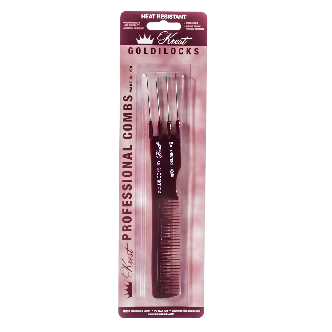 KREST GOLDILOCKS NO. 8 METAL PIN LIFTER COMB - 19.5CM