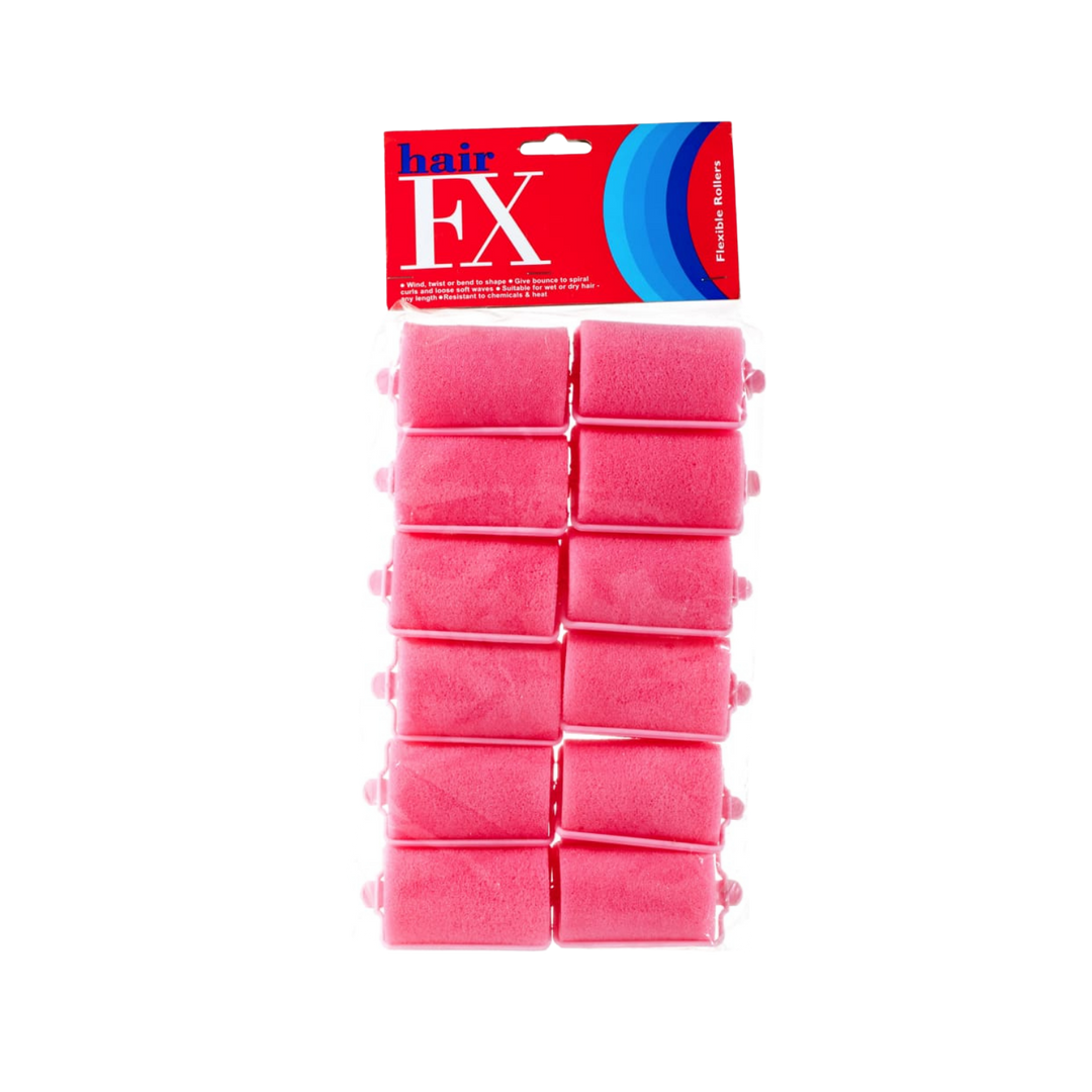 HAIR FX Foam Rollers  12 Pack  |  Various Sizes, Pink