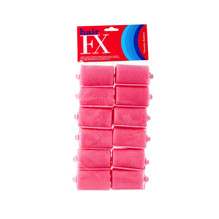 HAIR FX Foam Rollers  12 Pack  |  Various Sizes, Pink