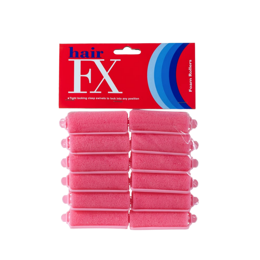 HAIR FX Foam Rollers  12 Pack  |  Various Sizes, Pink