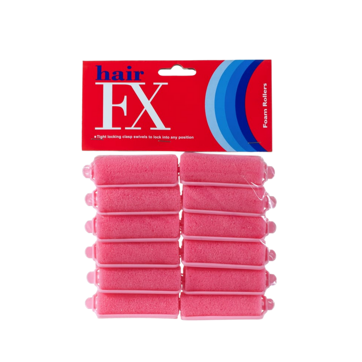 HAIR FX Foam Rollers  12 Pack  |  Various Sizes, Pink