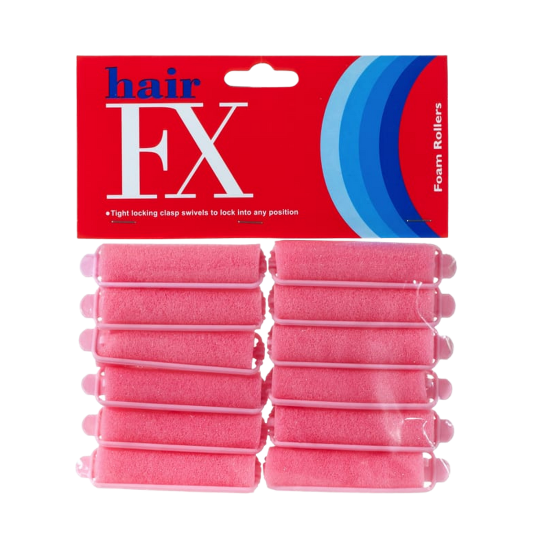 HAIR FX Foam Rollers  12 Pack  |  Various Sizes, Pink