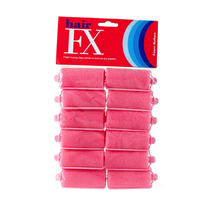 HAIR FX Foam Rollers  12 Pack  |  Various Sizes, Pink