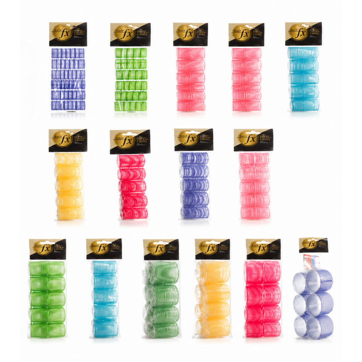 HAIR FX Self Gripping Rollers  6 Pack  |  Various Sizes And Colours