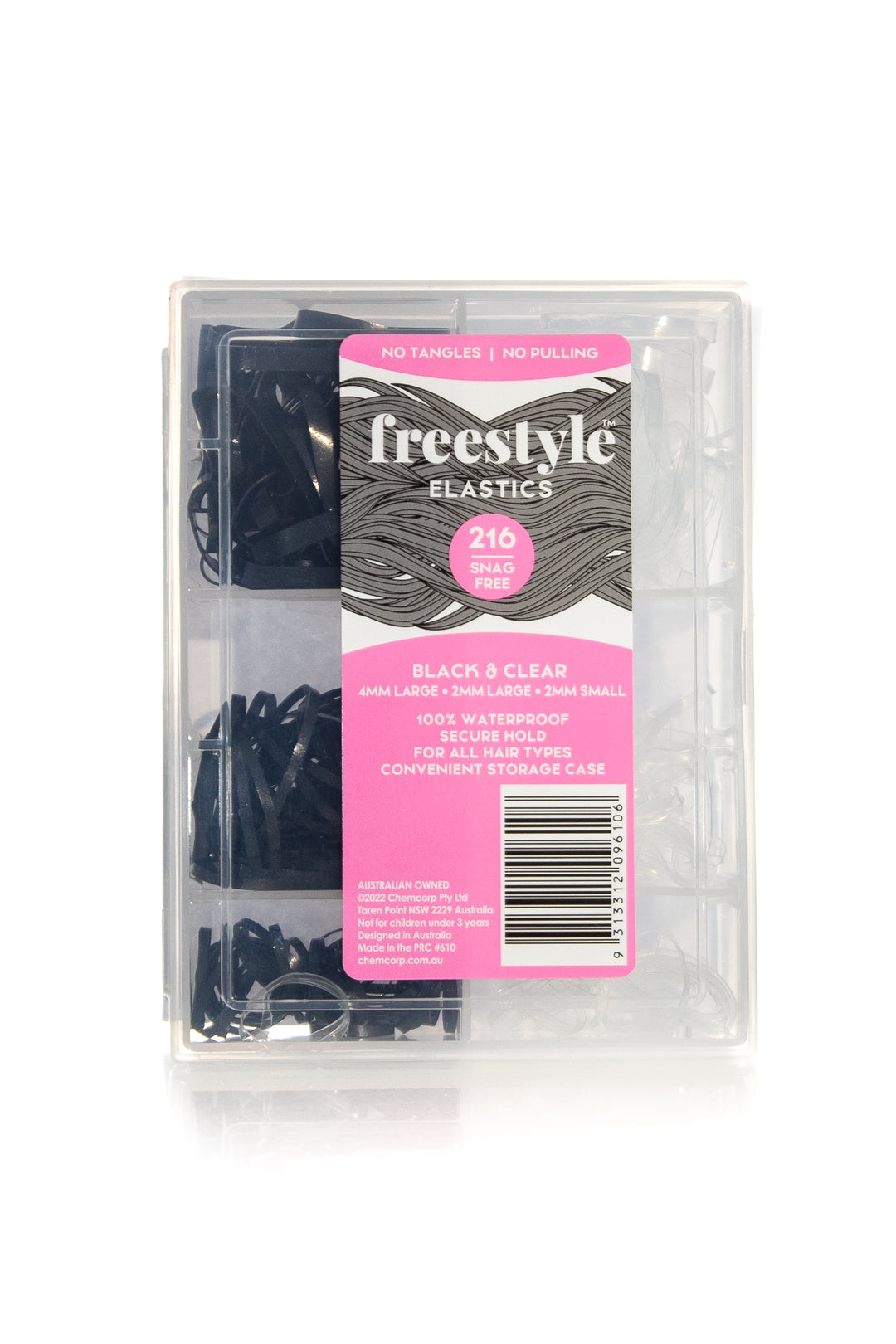 FREESTYLE SNAG FREE HAIR ELASTICS VALUE PACK BLACK & CLEAR 216 PIECE