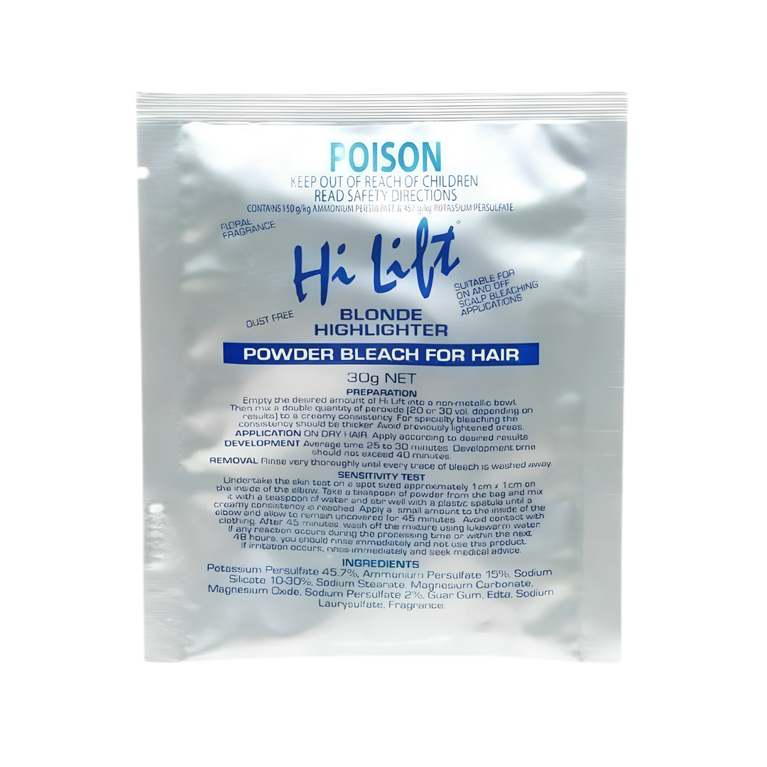 HI LIFT PROFESSIONAL BLONDE HIGHLIGHTER POWDER BLEACH WHITE SACHET 30G*CLEARANCE