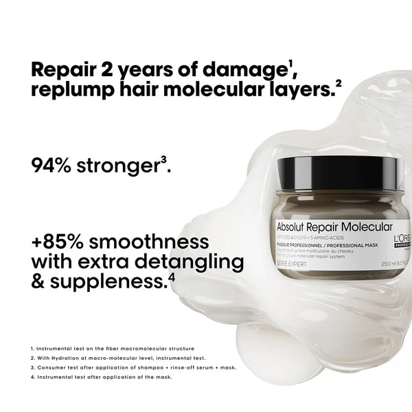 L'OREAL PROFESSIONNEL ABSOLUT REPAIR MOLECULAR RINSE -OFF MASK 250ML