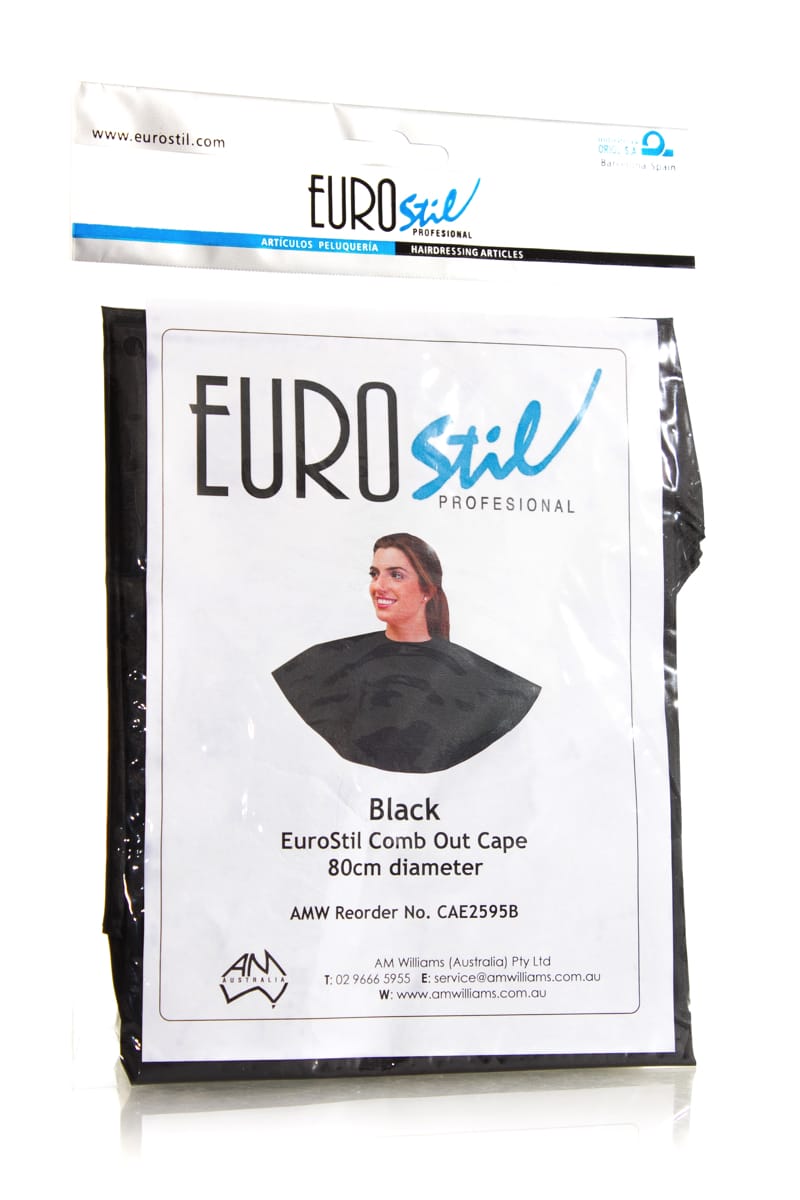 EUROSTIL BLACK COMB OUT CAPE WITH VELCRO CLOSURE
