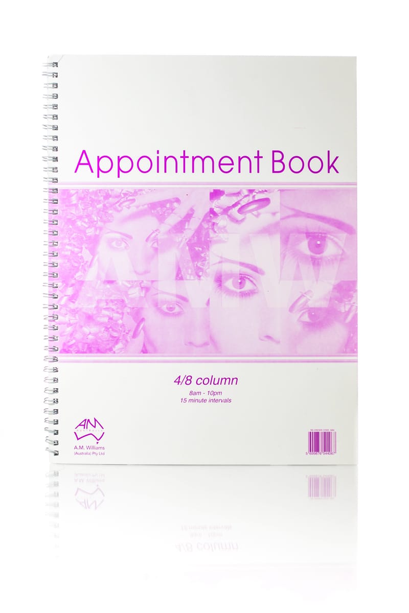 A M WILLIAMS APPOINTMENT BOOK 4/8 COLUMN - 15 MINUTE INTERVALS