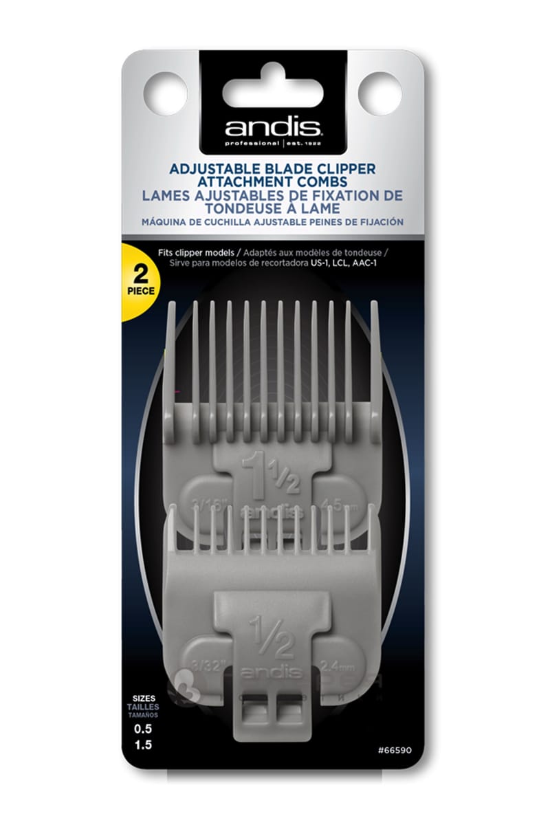 ANDIS ADJUSTABLE BLADE CLIPPER ATTACHMENT COMBS (2 PIECE #0.5 & 1.5)