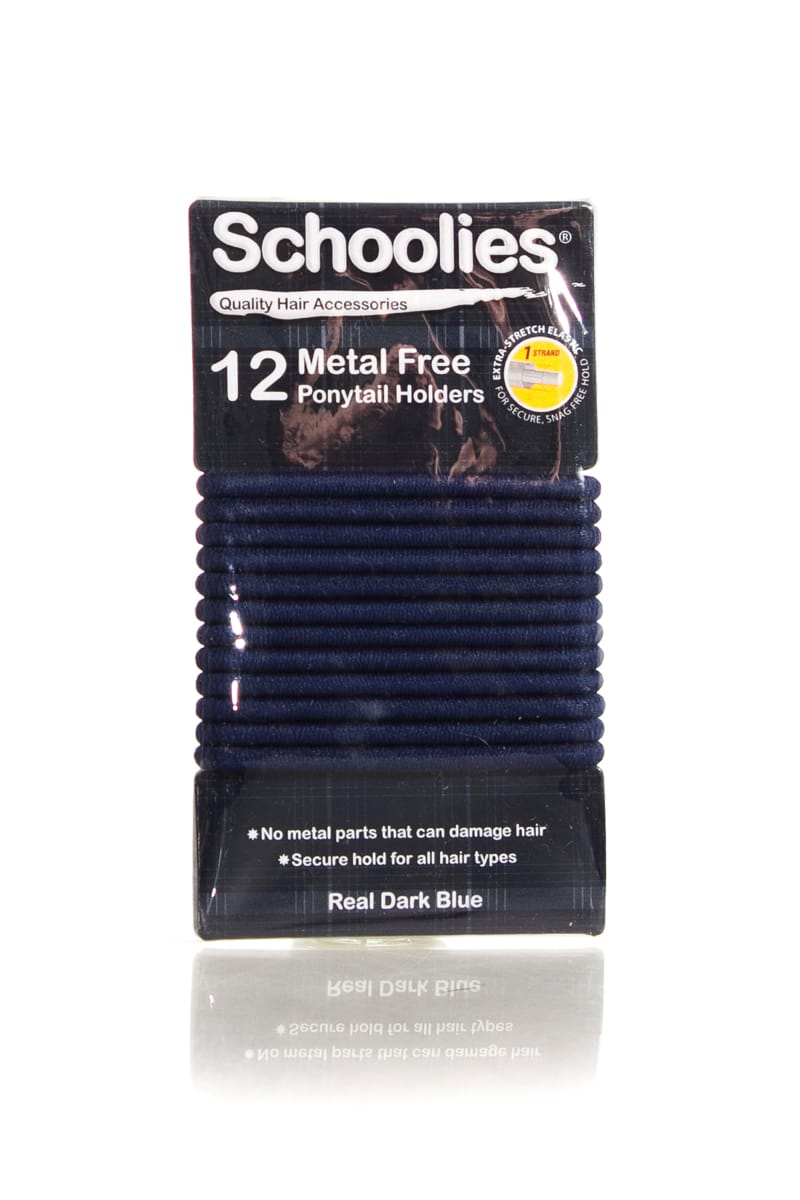 SCHOOLIES METAL FREE PONYTAIL HOLDERS 12 PIECE REAL DARK BLUE