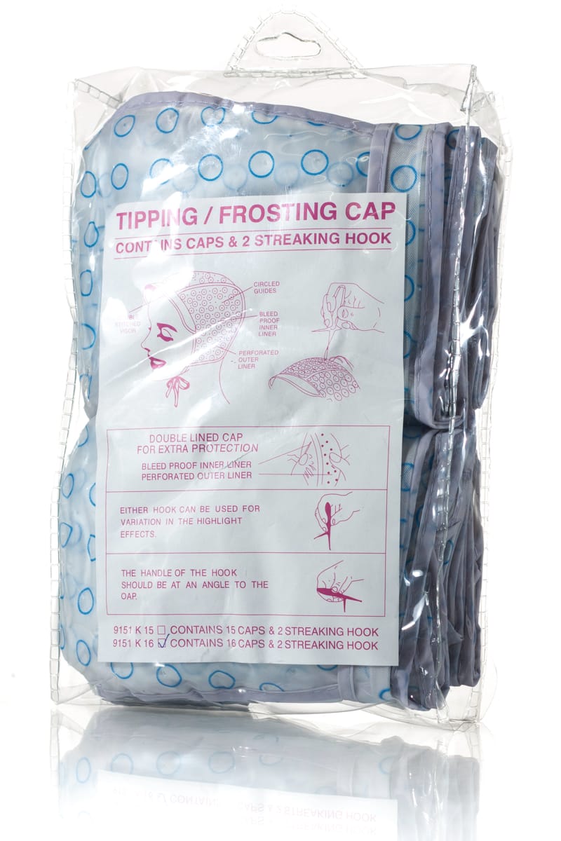 TIPPING/FROSTING CAP PACK OF 16 CAPS & 2 STREAKING HOOKS