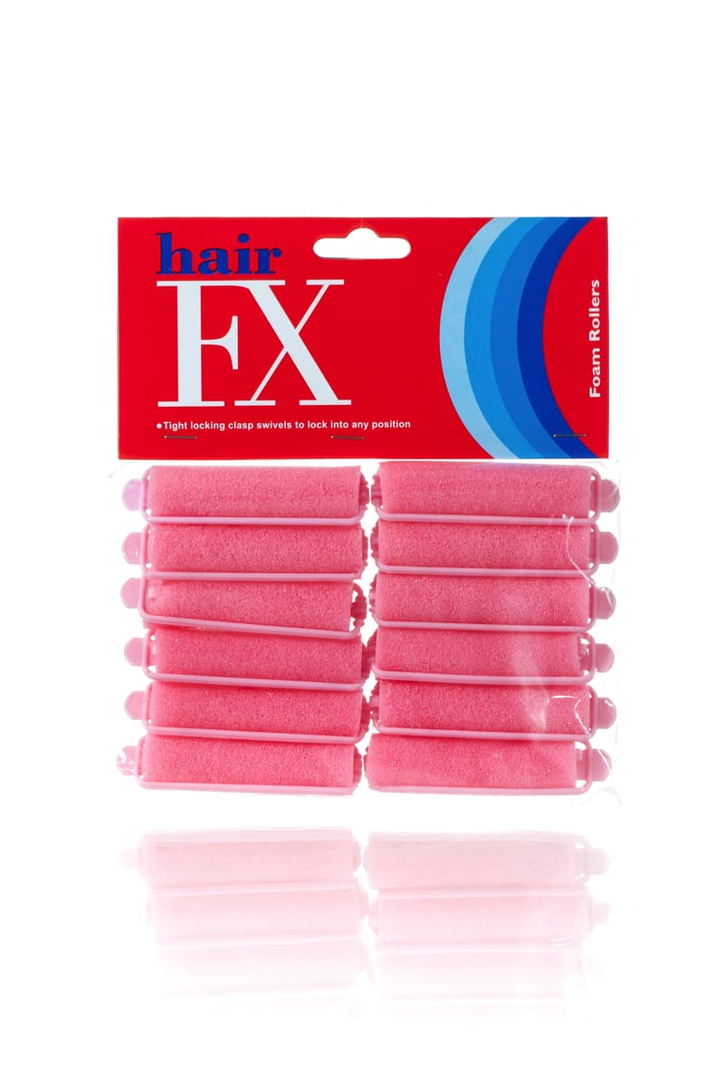 HAIR FX Foam Rollers  12 Pack  |  Various Sizes, Pink