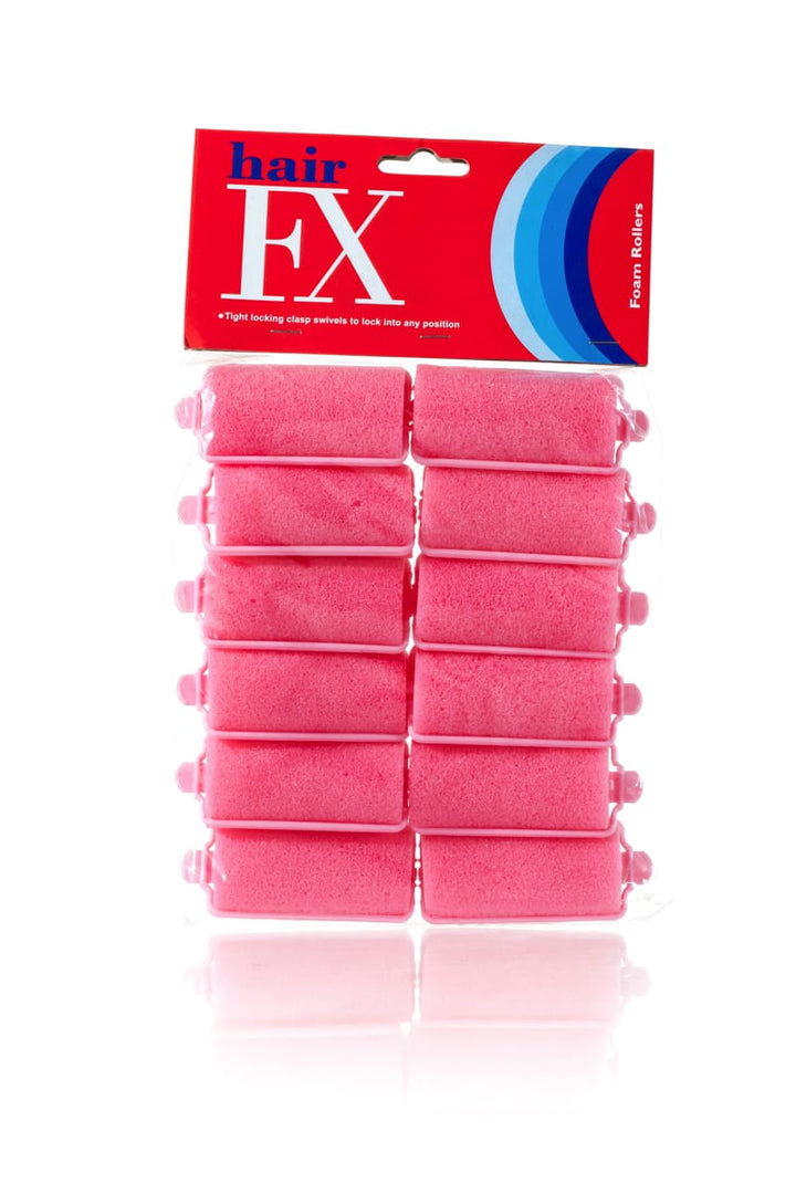 HAIR FX Foam Rollers  12 Pack  |  Various Sizes, Pink