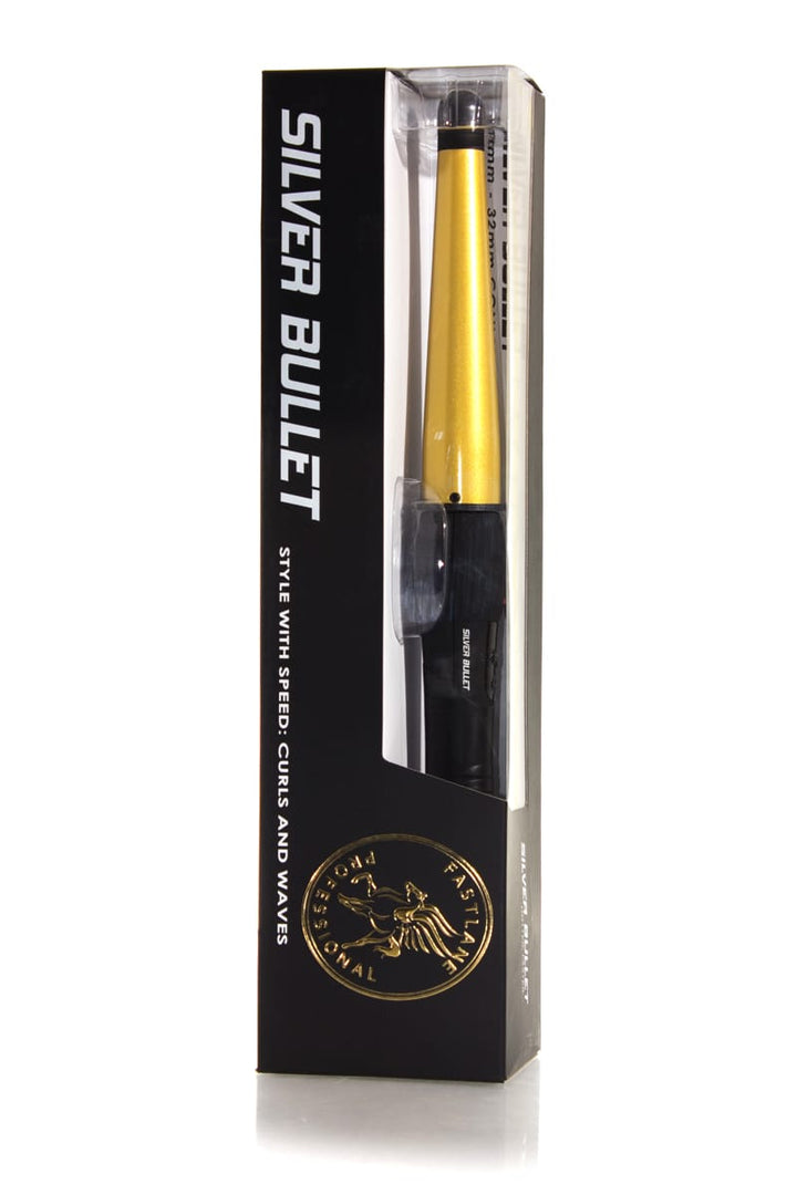 SILVER BULLET FASTLANE REGULAR CERAMIC CONICAL CURLING IRON GOLD