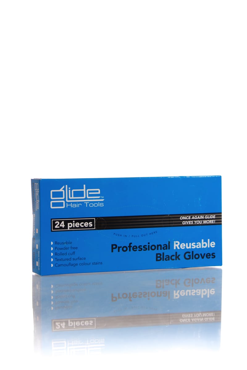 GLIDE Professional Reusable Black Gloves 24 Pack Large