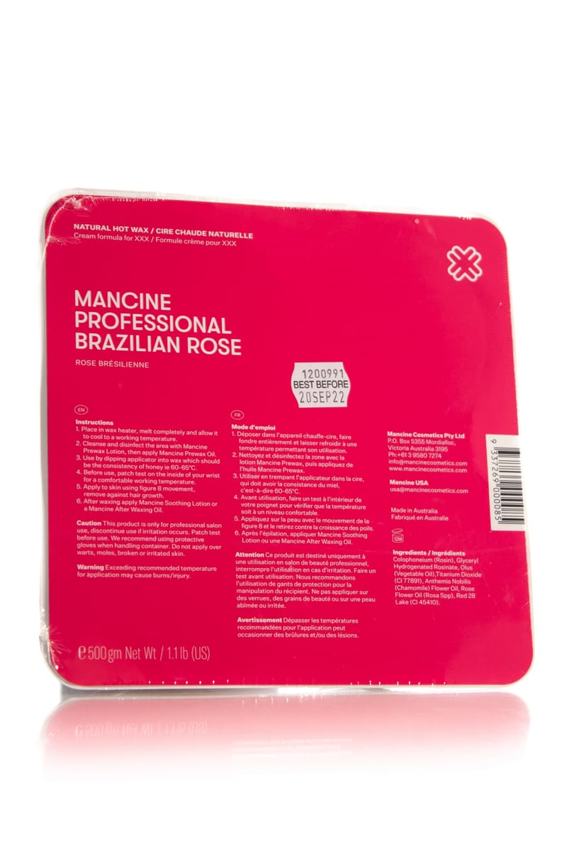 MANCINE PROFESSIONAL BRAZILIAN ROSE NATURAL HOT WAX CREAM FORMULA FOR XXX 500G