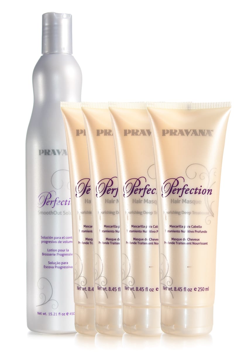 PRAVANA PERFECTION SMOOTH OUT SOLUTION 450ML & 4 X TREATMENT 250ML
