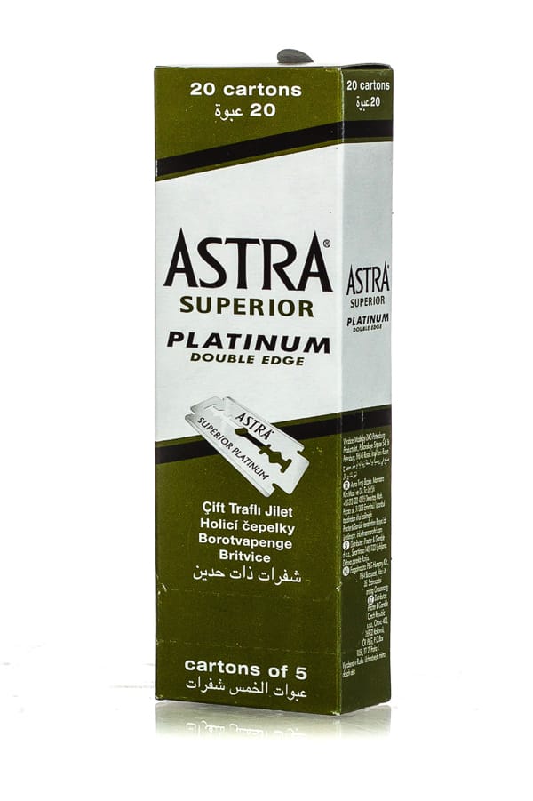 ASTRA SUPERIOR PLATINUM BLADES DOUBLE EDGE RAZOR BLADES 20 X 5 PACK OUTER (GREEN)